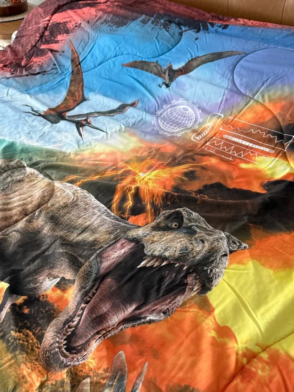 Jurassic Dinosaur Printed Comforter - Multicolor With Sheet set. Reversible.